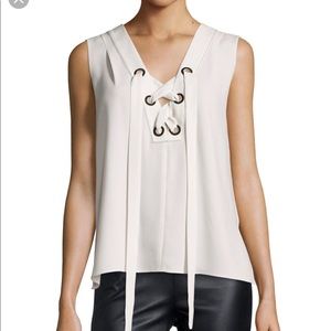 BCBG MaxAzria Marcia Sleeveless Lace-Up Crepe Top